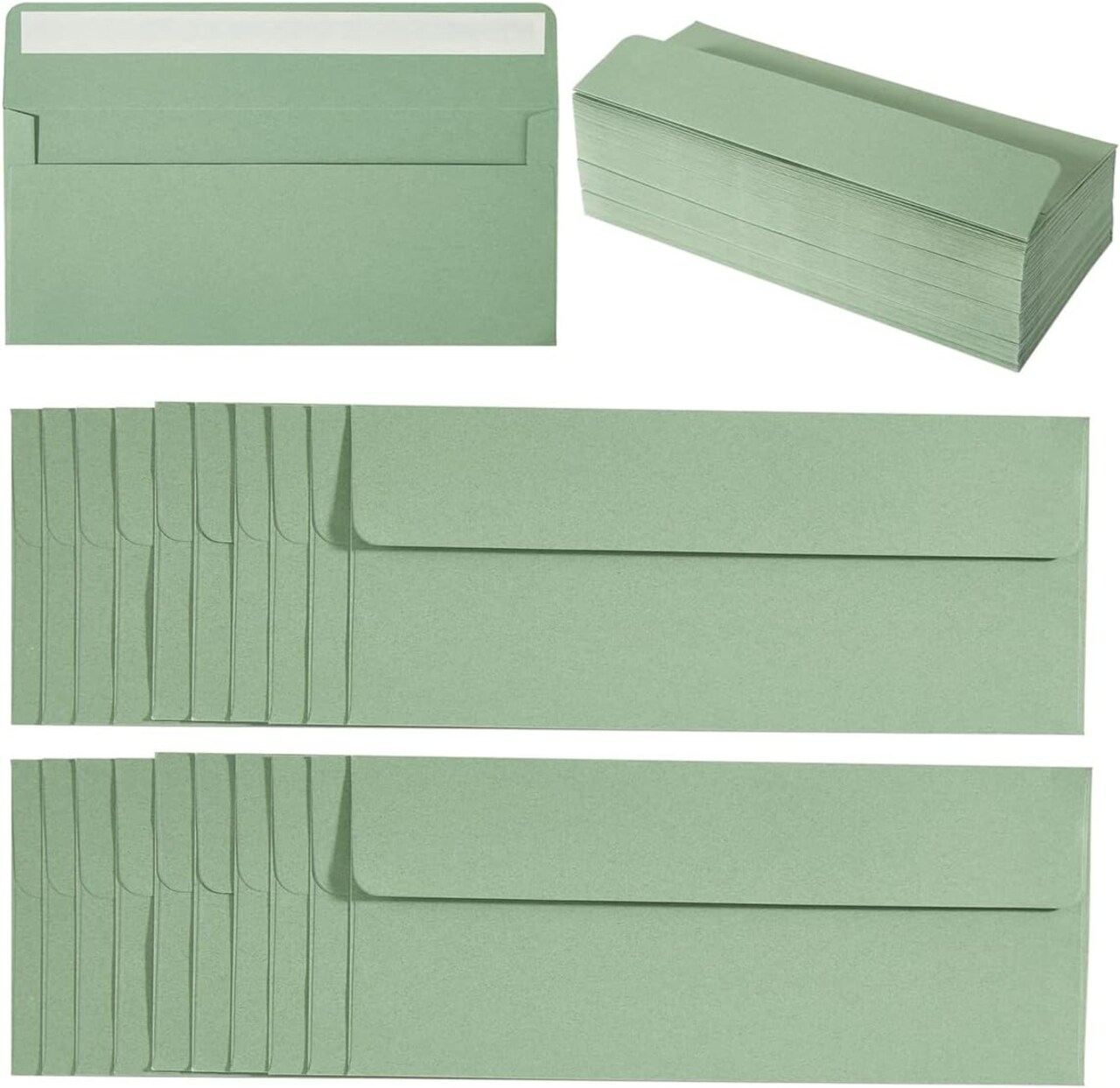 50 Pack Sage-Green #10 Business Envelopes Self Seal Standard Envelopes for Office Checks, Business, Letter Mailing Invoices, 4.13 x 9.49 Inches (50)